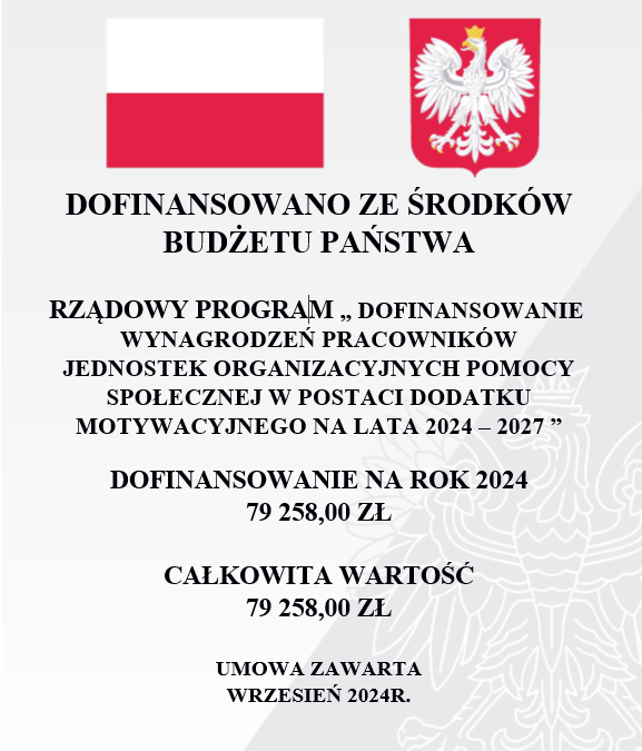 DOFINANSOWANO ZE ŚRODKÓW BUDŻETU PAŃSTWA